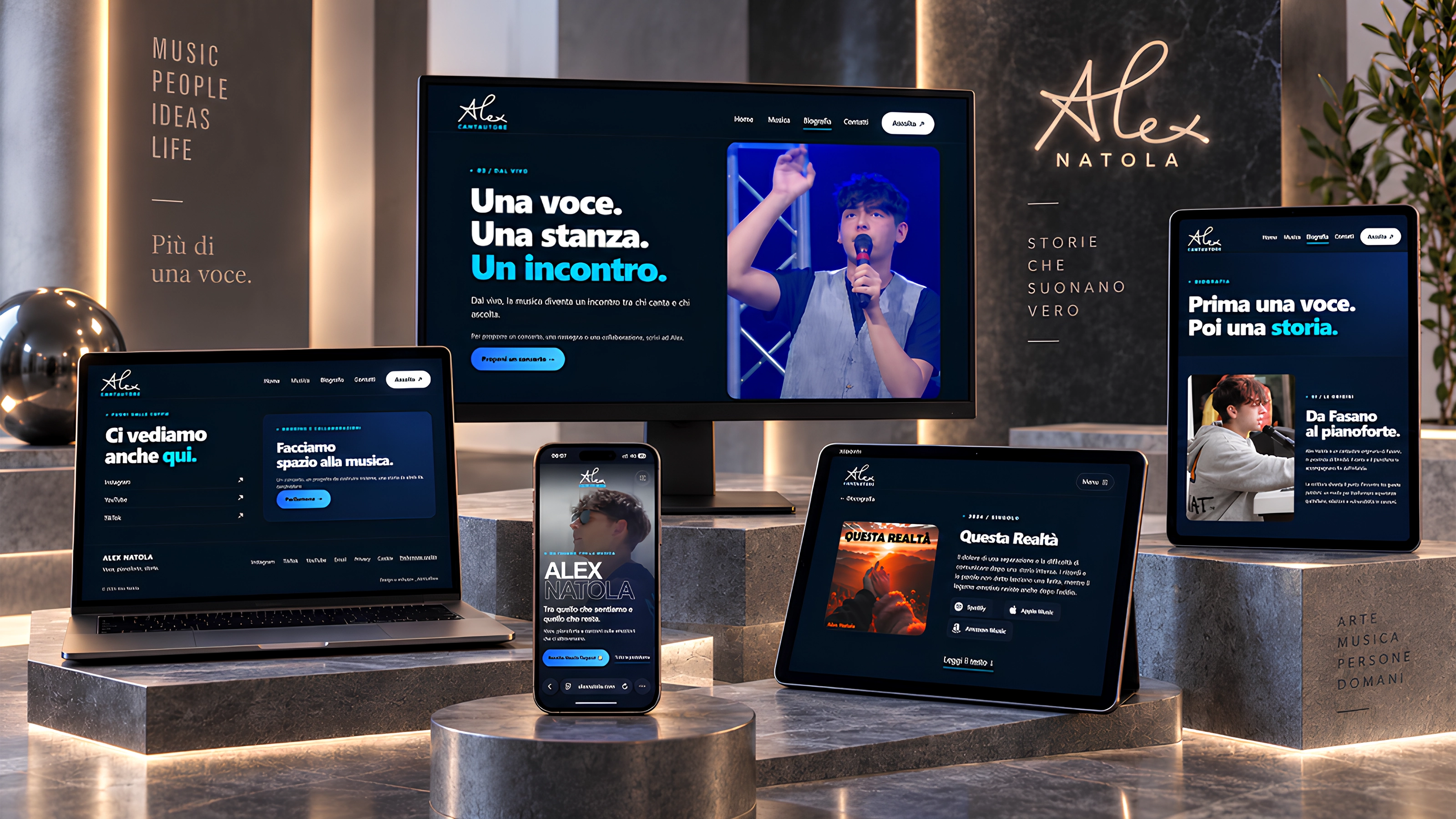 Sito web portfolio di Alex Natola, cantautore.